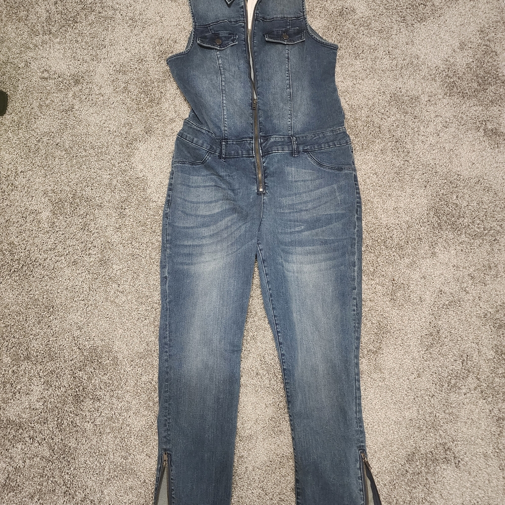 New York & Company Blue Denim Overall. New Jumpsuit
